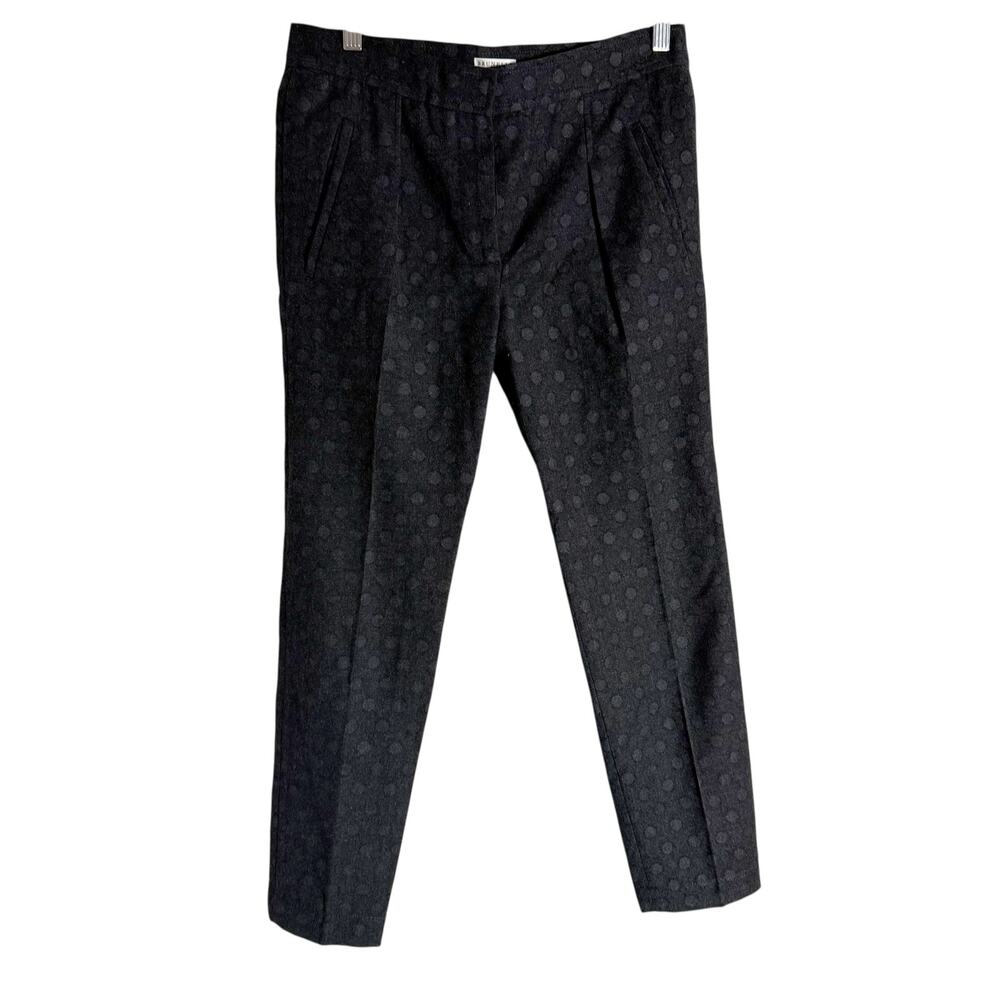 Brunello Cucinelli Gray Polka Dot Mid Rise Slim Fit Italian Virgin Wool Pants 4